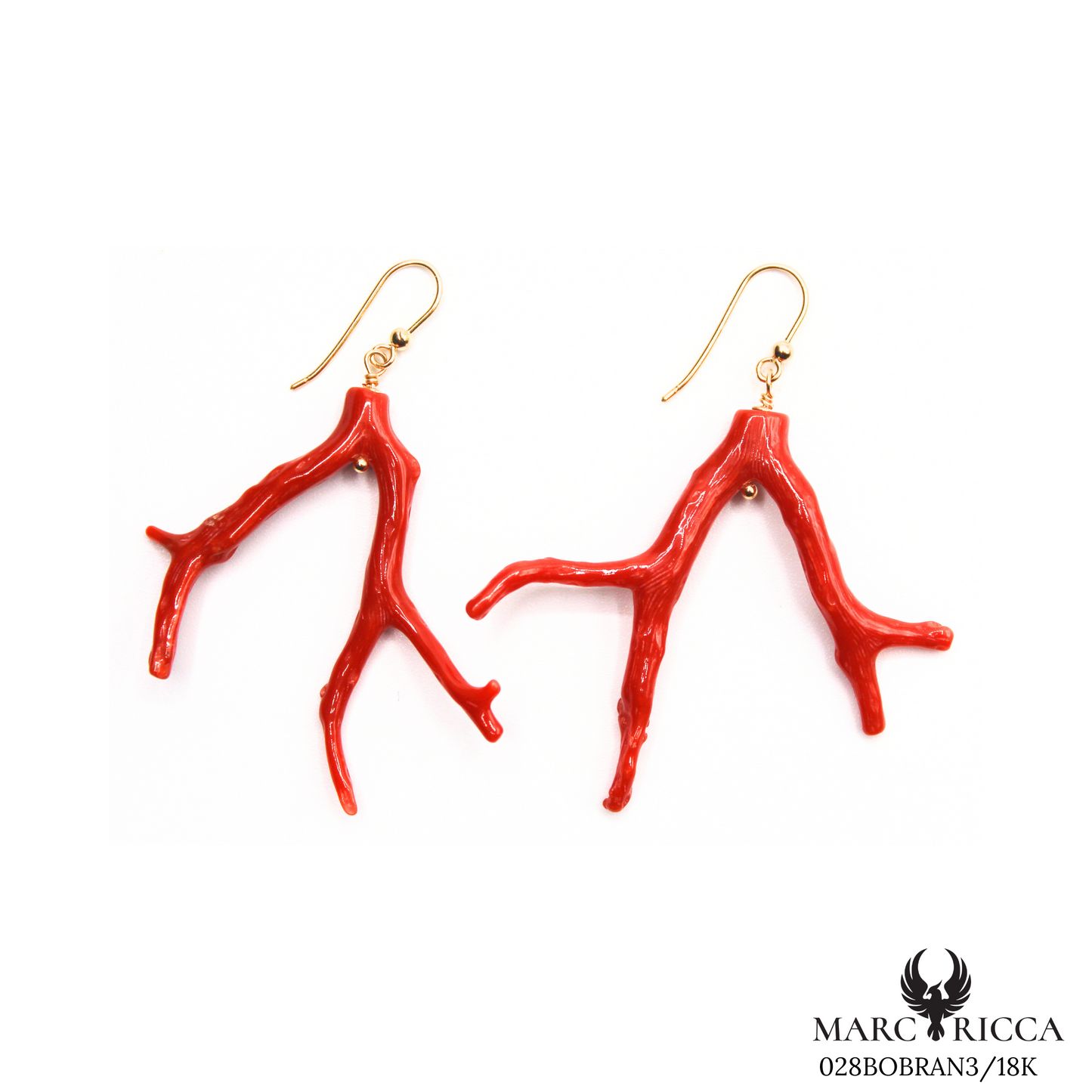 Boucles Or Corail Branche Pendante