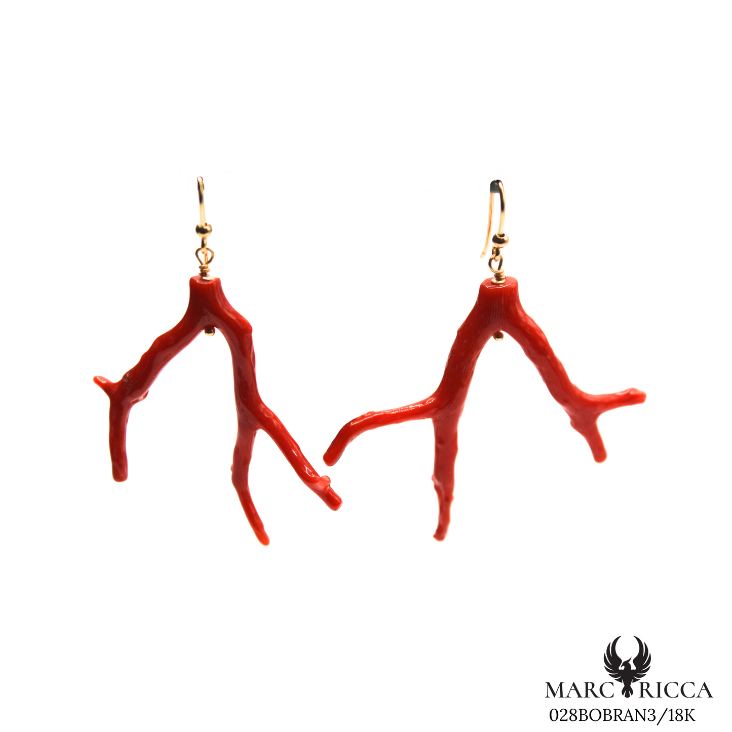 Boucles Or Corail Branche Pendante