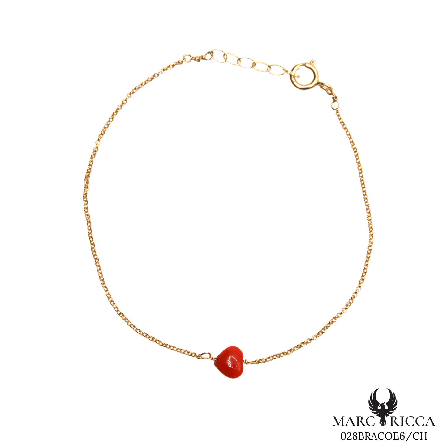 Bracelet Or Corail Cœur Rouge Chainette