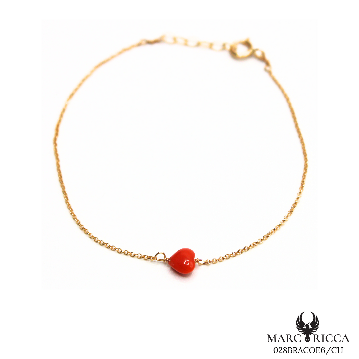 Bracelet Or Corail Cœur Rouge Chainette