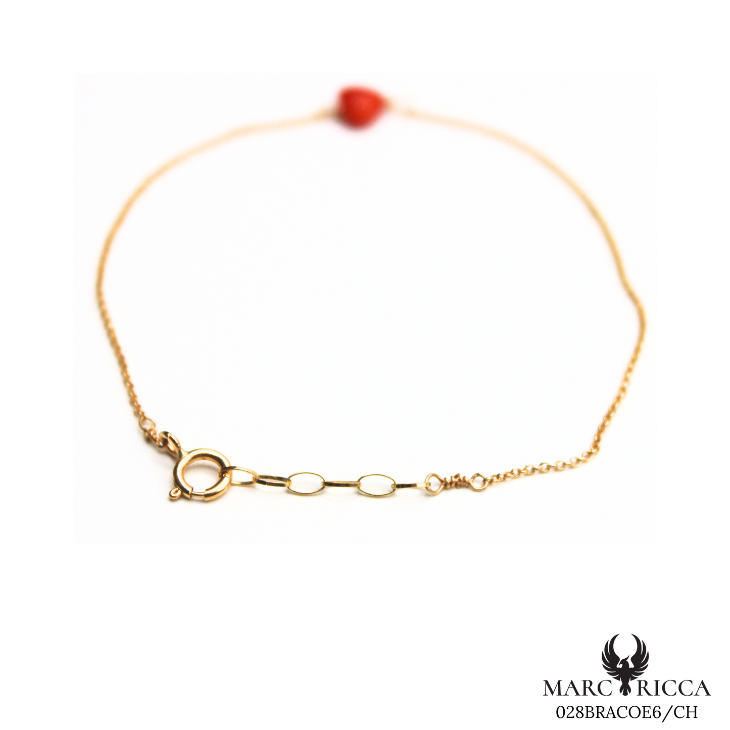 Bracelet Or Corail Cœur Rouge Chainette