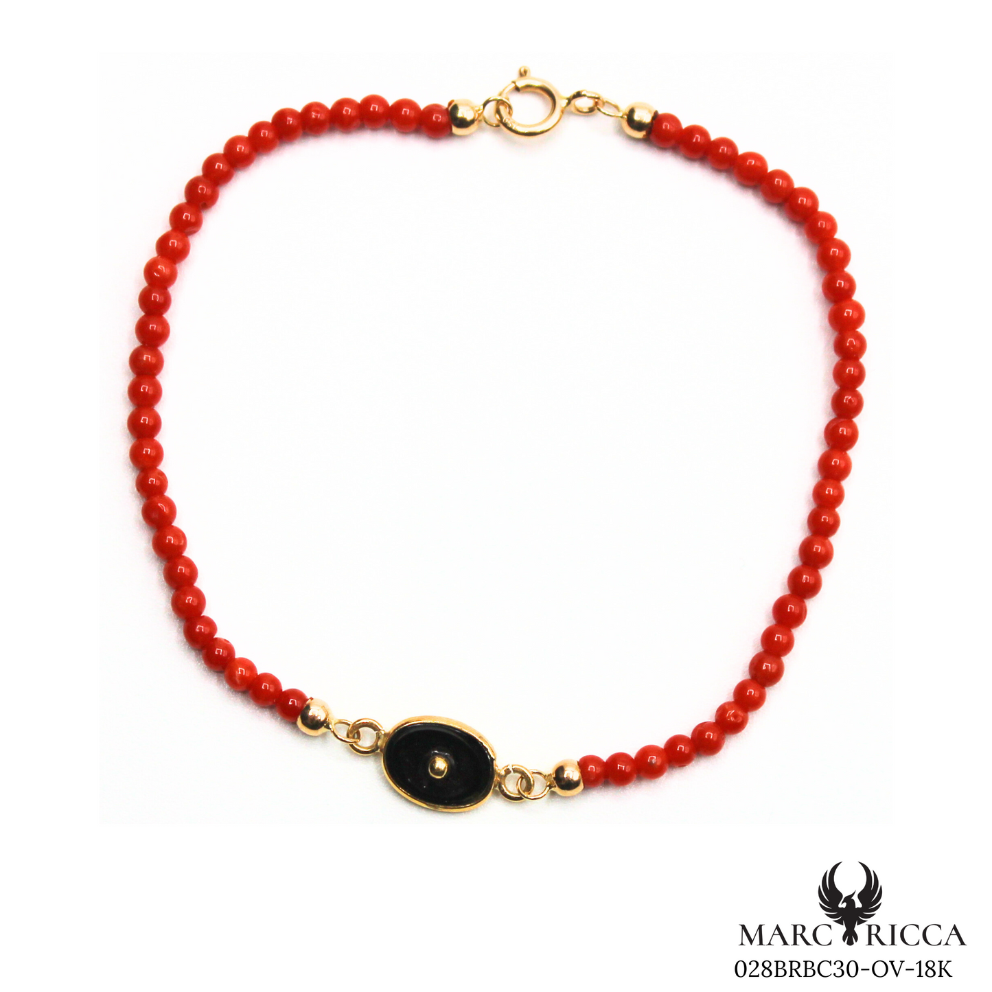 Bracelet Or Corail & Onyx Ovale