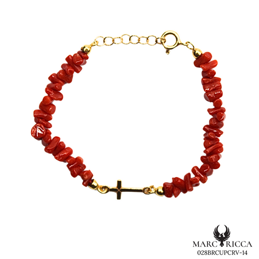 Bracelet Vermeil Corail Cupolino & Croix
