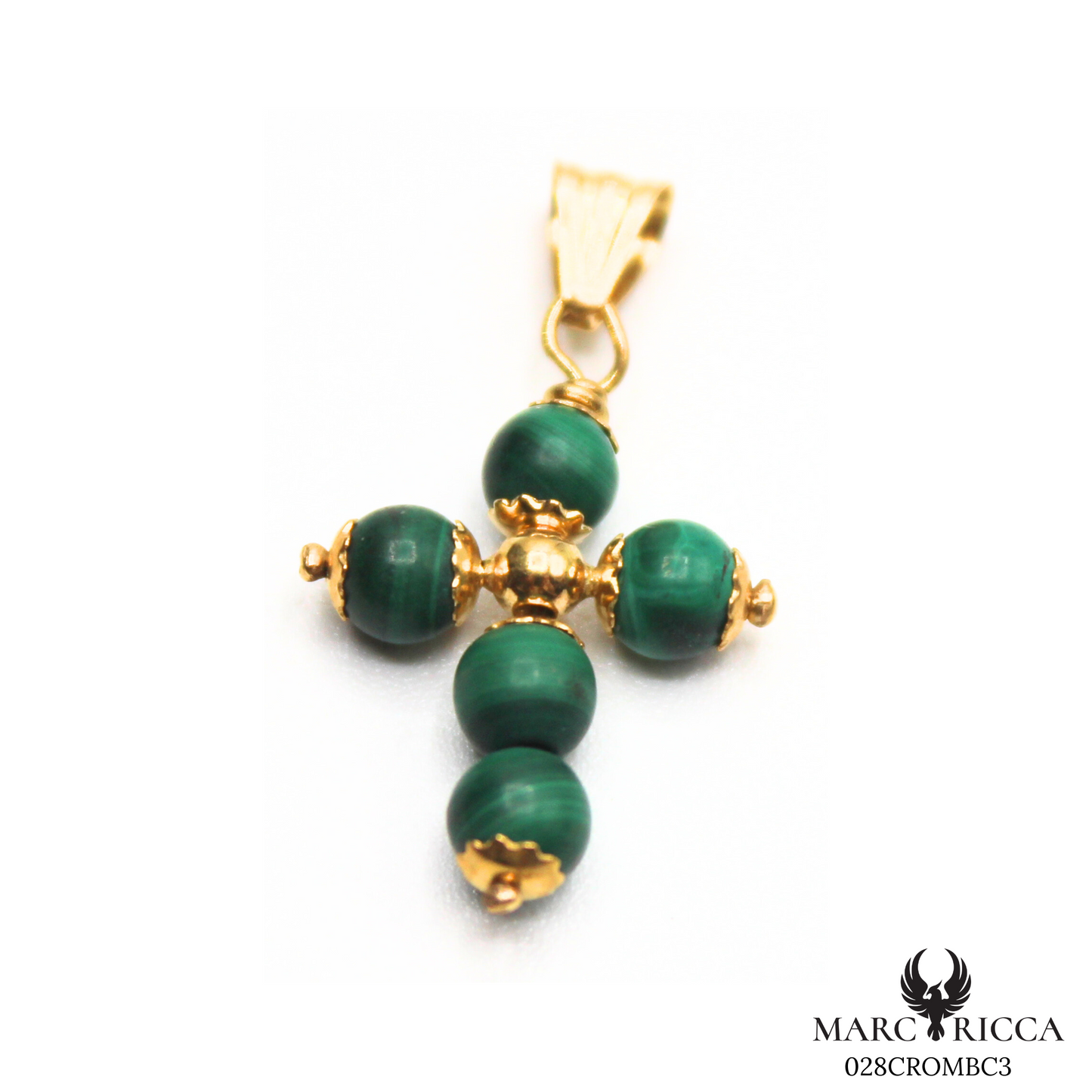 Pendentif Or Croix Perle Corail/Corail Blanc/Lapis Lazuli/Malachite