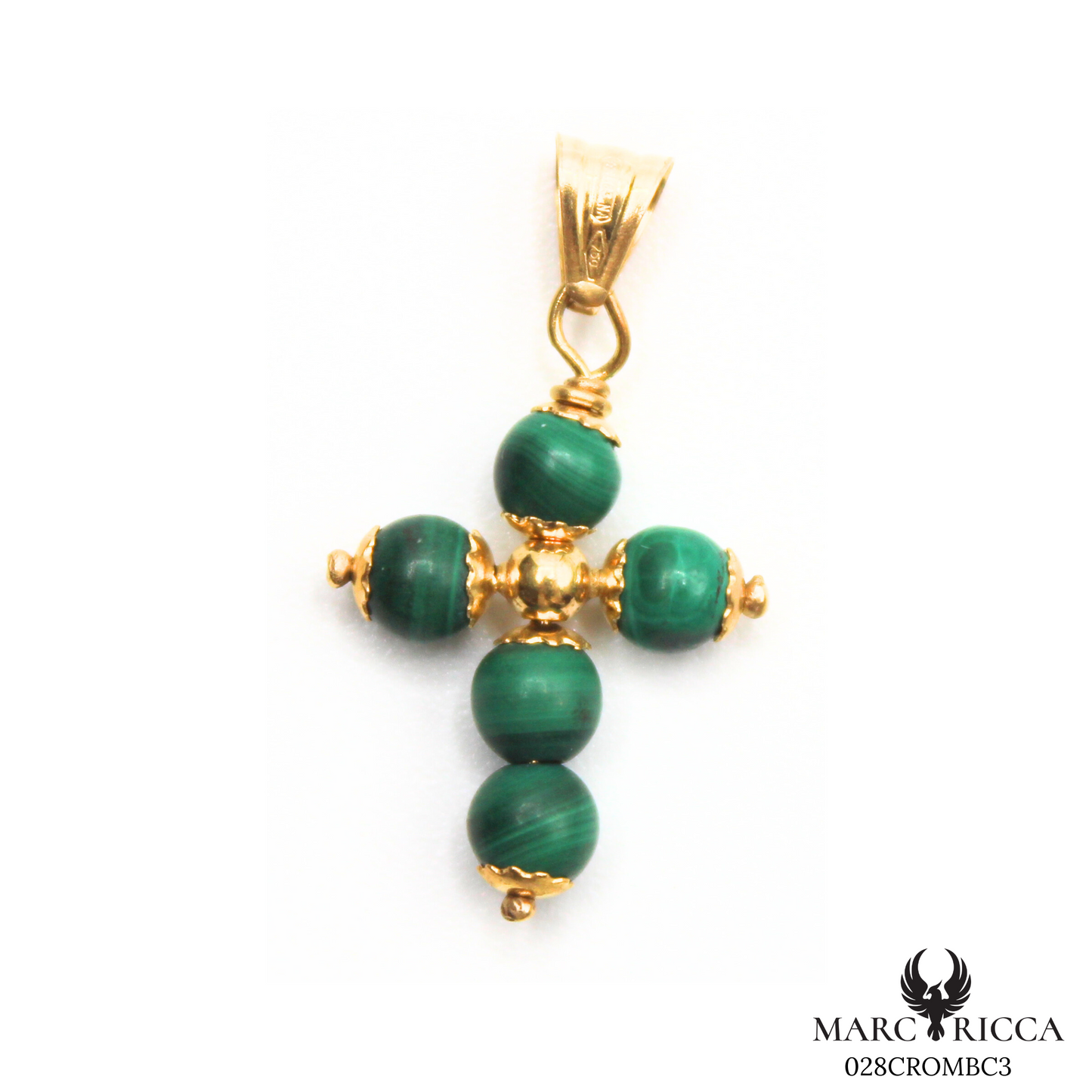 Pendentif Or Croix Perle Corail/Corail Blanc/Lapis Lazuli/Malachite