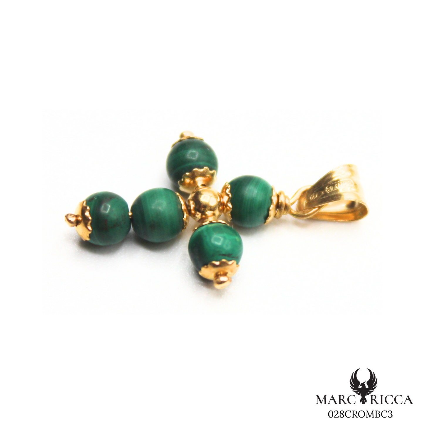 Pendentif Or Croix Perle Corail/Corail Blanc/Lapis Lazuli/Malachite