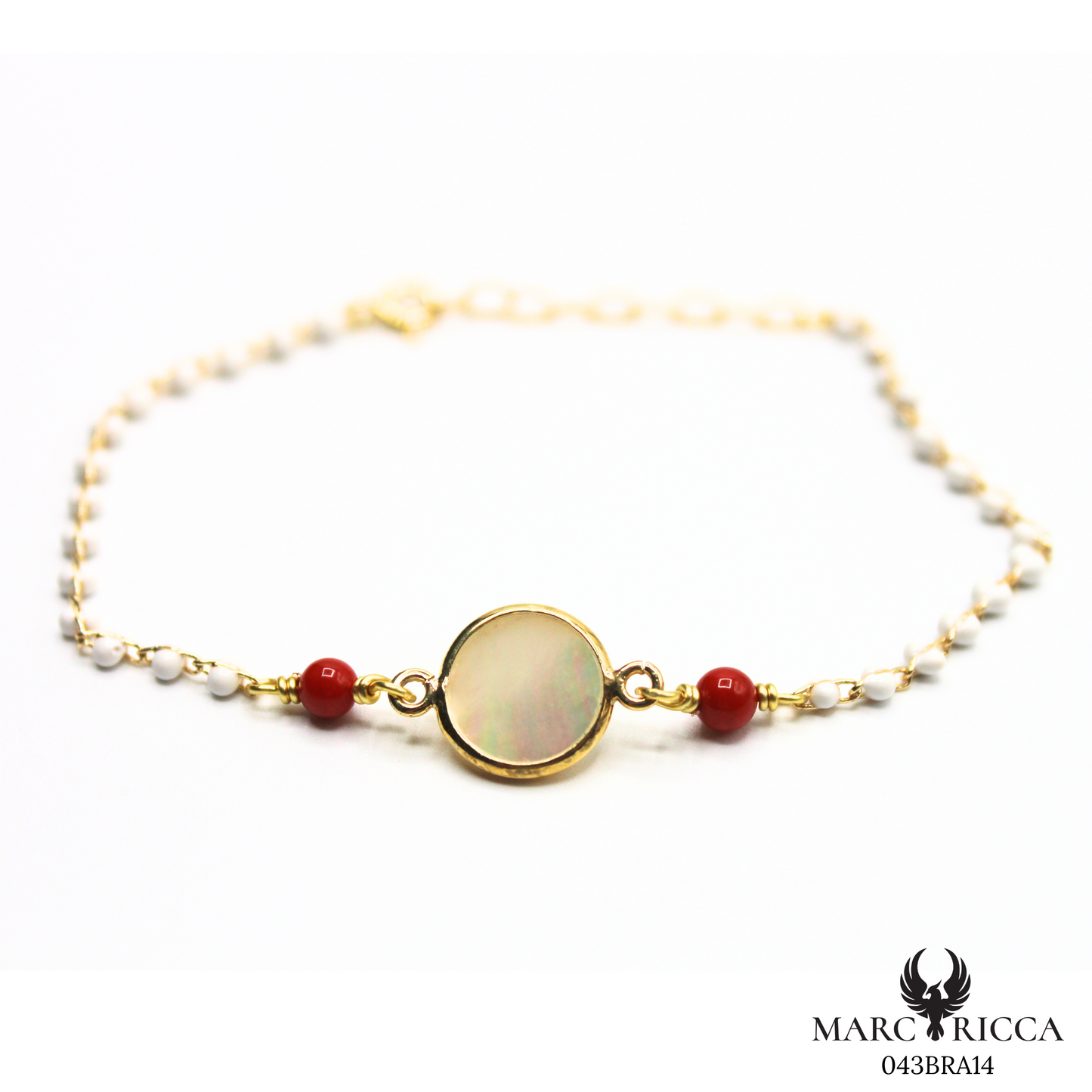 Bracelet Vermeil Corail, Perle Résine & Nacre