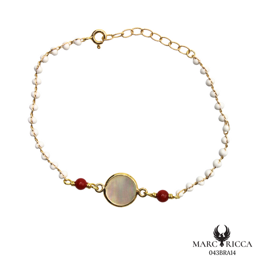 Bracelet Vermeil Corail, Perle Résine & Nacre