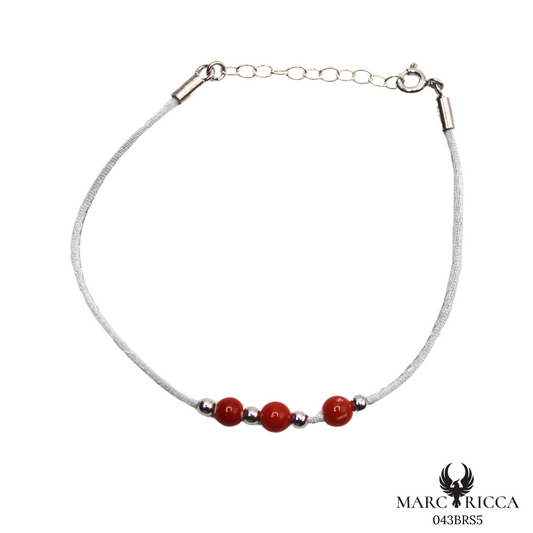 Bracelet Argent Corail Perle & Satin