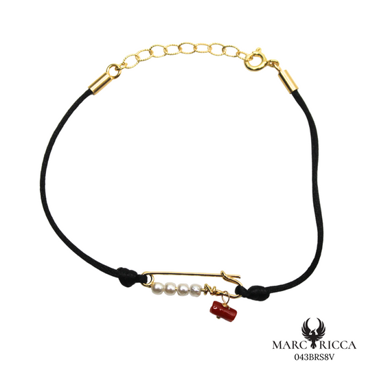 Bracelet Vermeil Corail & Perles Broche