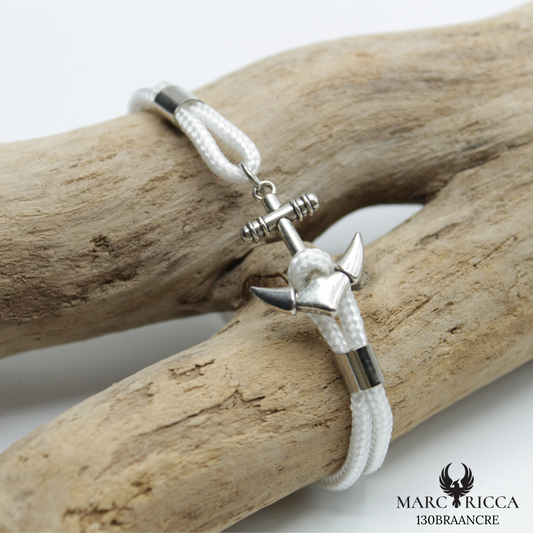 Bracelet Argent Cordon Ancre Marine