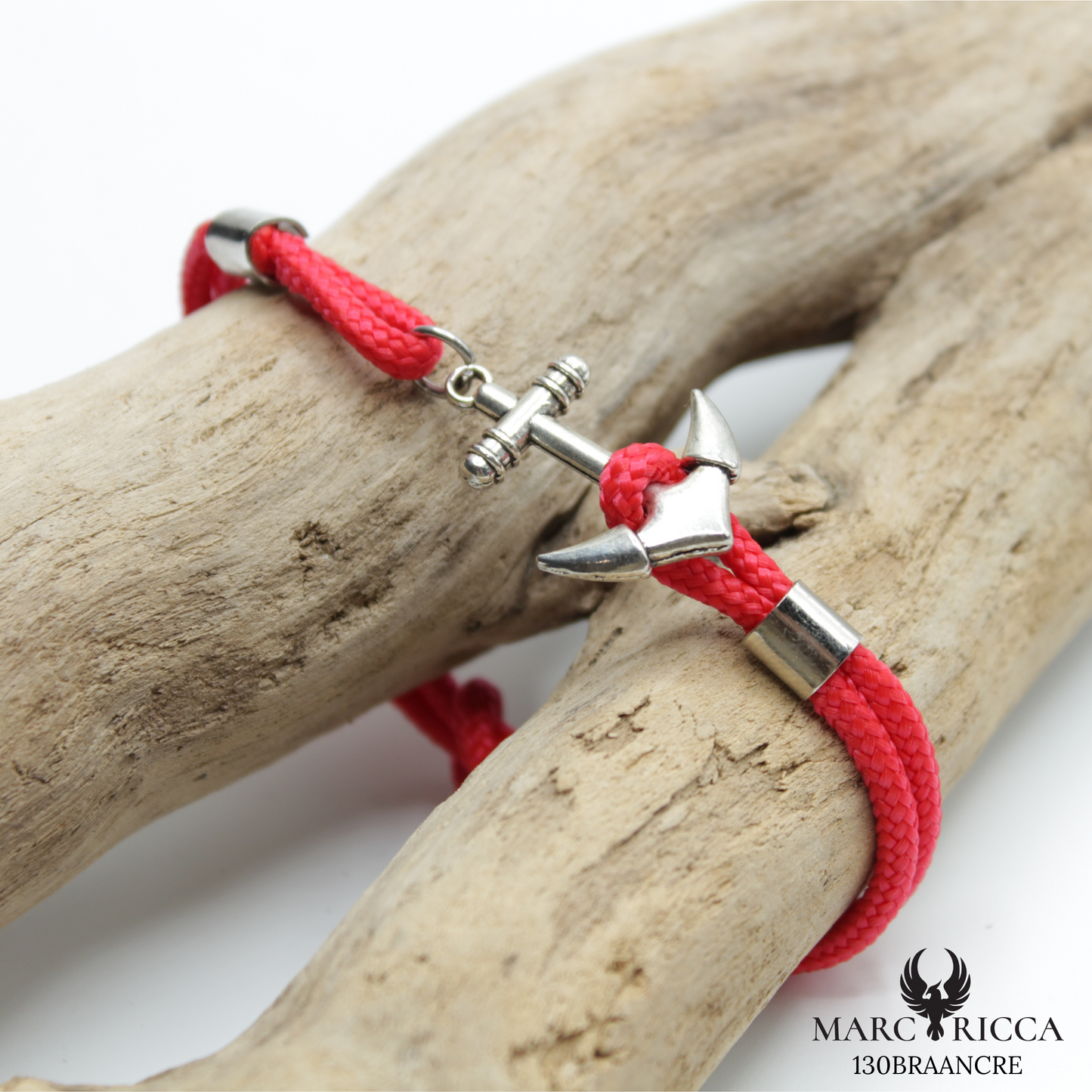 Bracelet Argent Cordon Ancre Marine