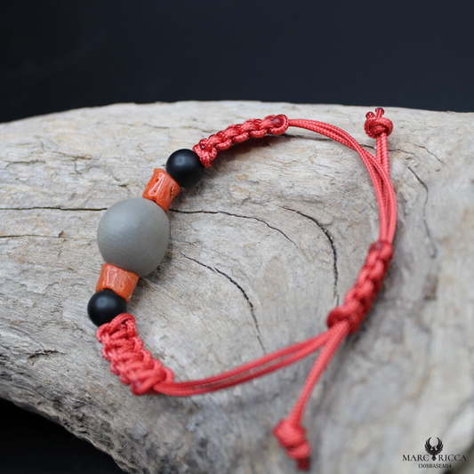 Bracelet Cordon Corail Graine Canique & Bakélite