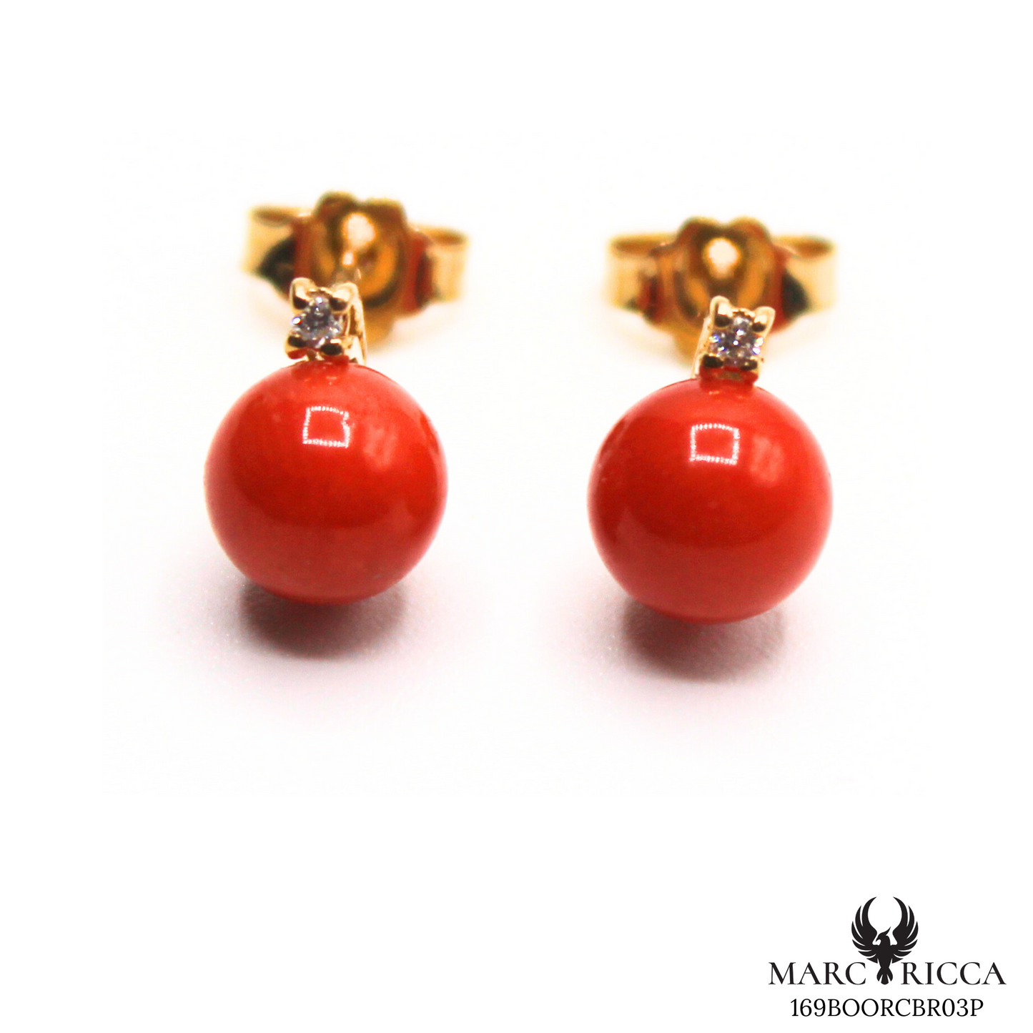 Boucles Or Corail Perle & Brillant