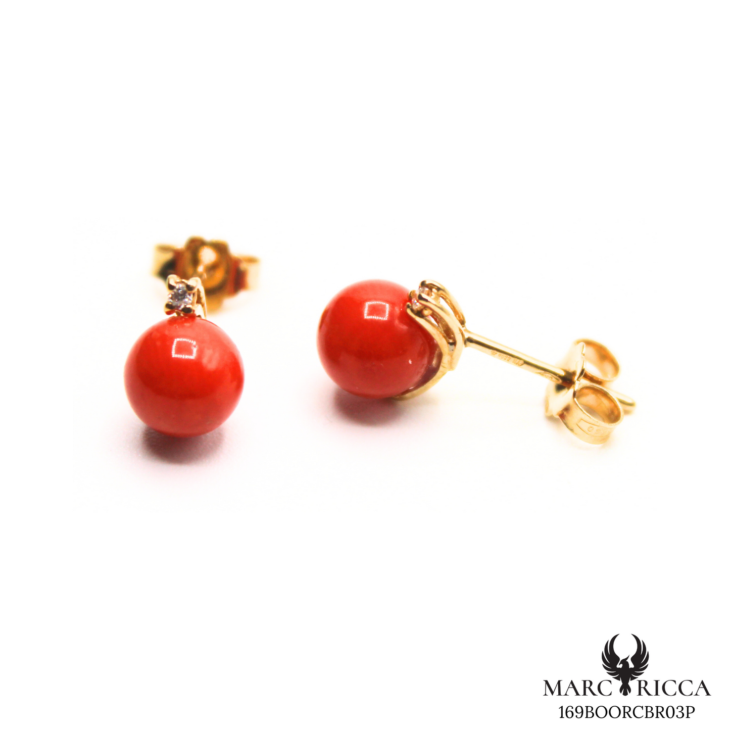 Boucles Or Corail Perle & Brillant