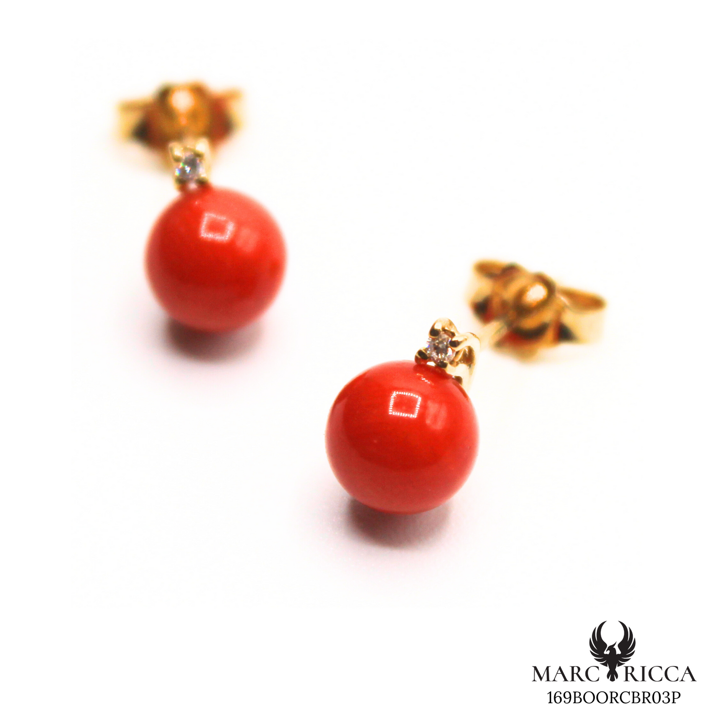 Boucles Or Corail Perle & Brillant