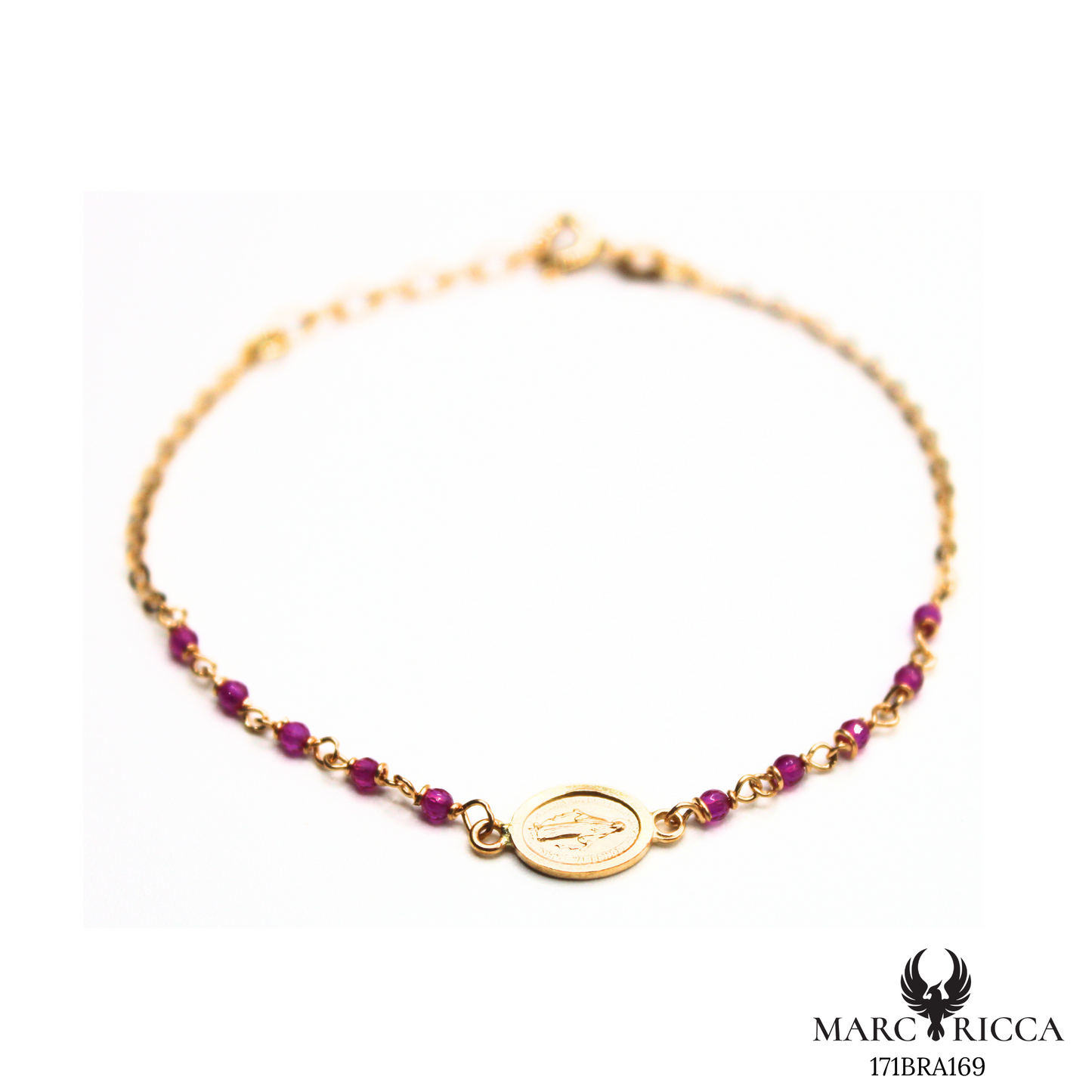Bracelet Or Madone & Perle Cristal Colorés