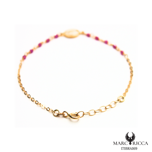 Bracelet Or Madone & Perle Cristal Colorés