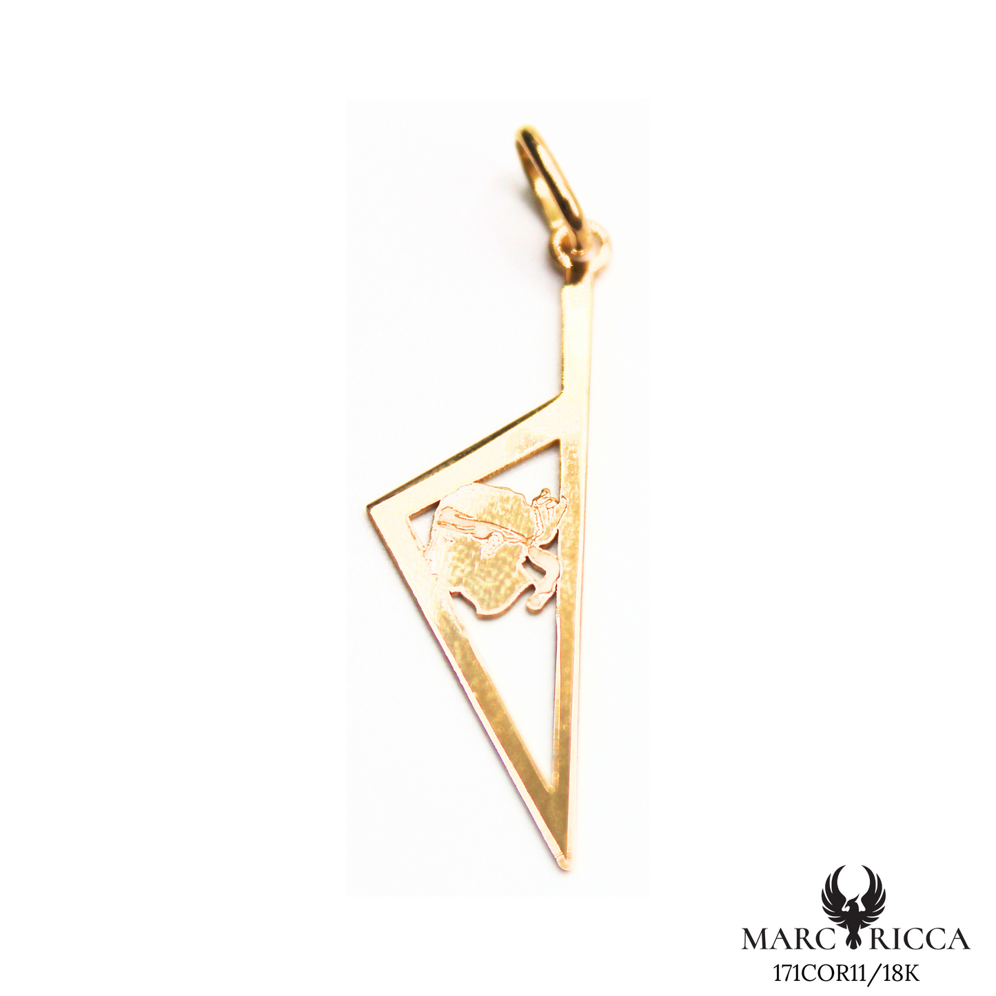 Pendentif Or Corse Stylisée Creuse & Tête de Maure 18 ou 9 carats
