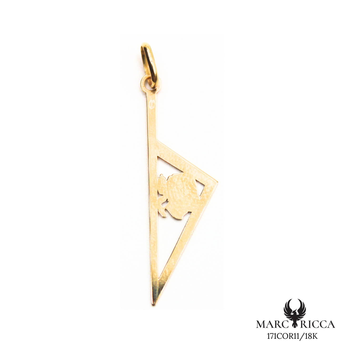 Pendentif Or Corse Stylisée Creuse & Tête de Maure 18 ou 9 carats