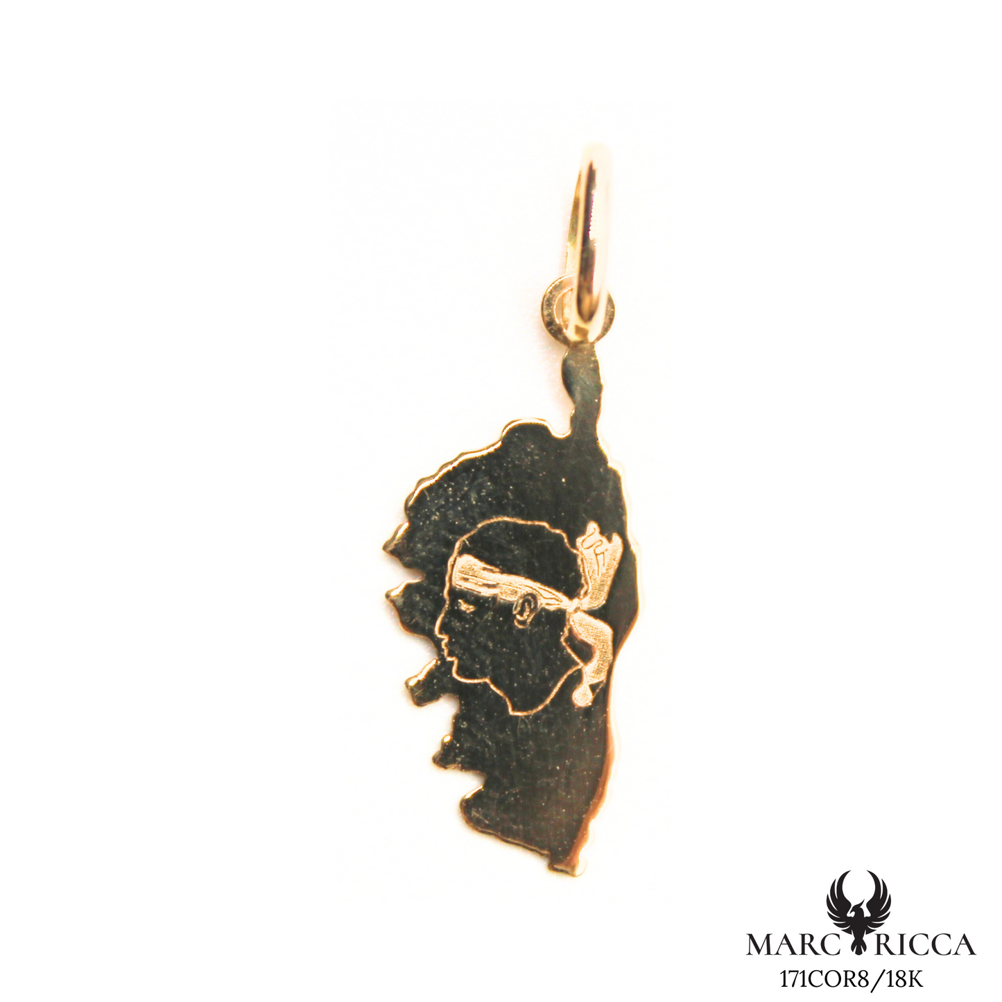 Pendentif Or Corse Pleine & Tête de Maure Gravée 18 ou 9 carats
