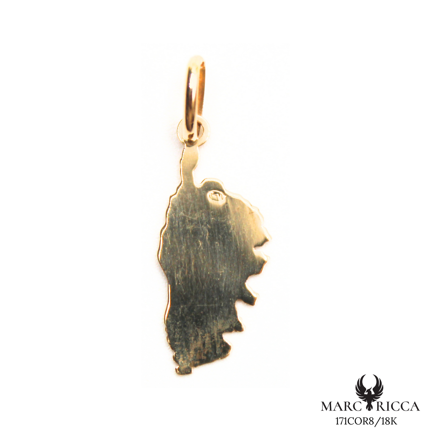 Pendentif Or Corse Pleine & Tête de Maure Gravée 18 ou 9 carats