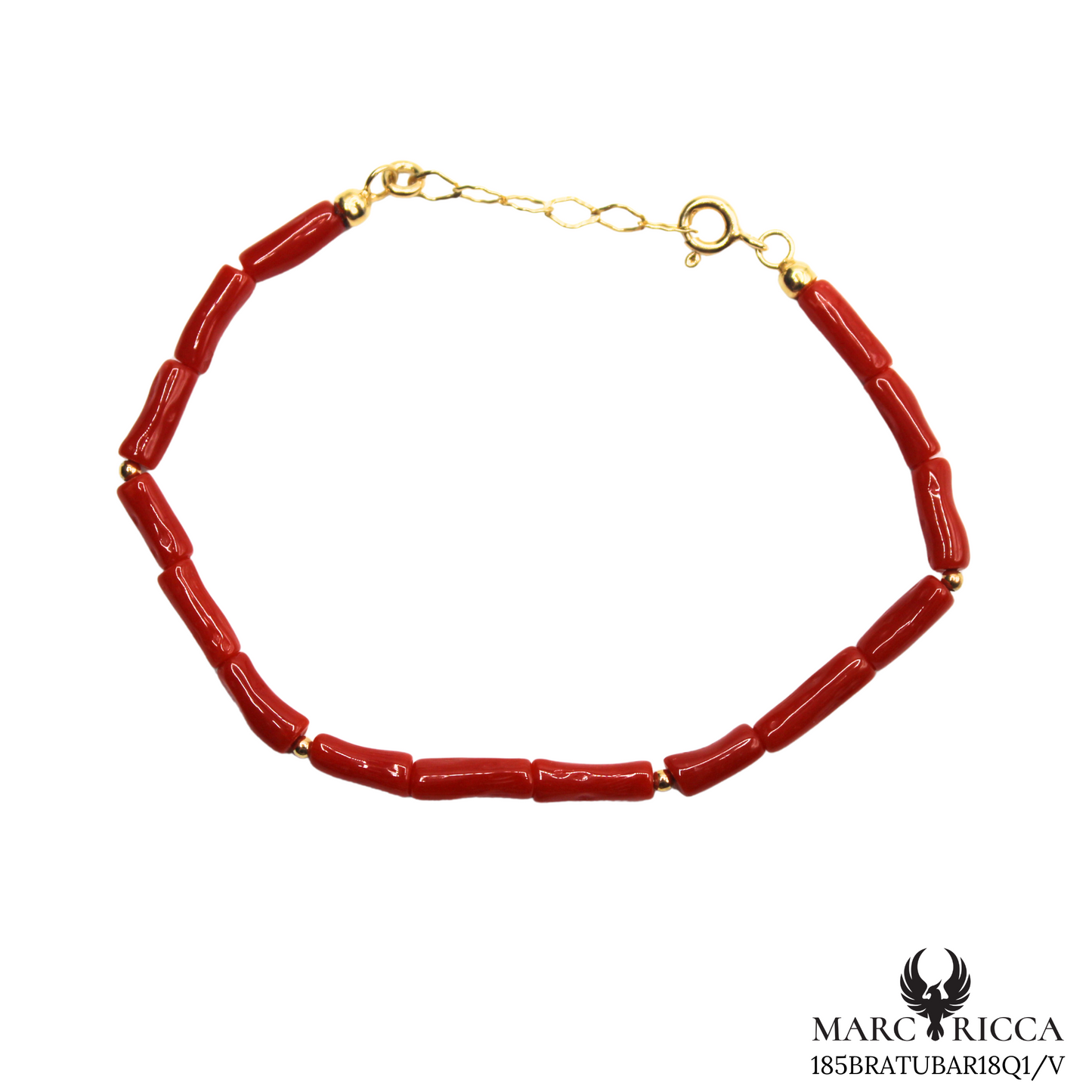 Bracelet Vermeil Corail Tube & Perle