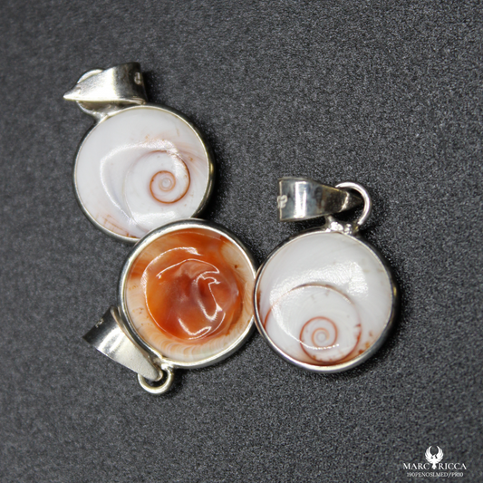 Pendentif Argent Œil de St-Lucie Naturel Rond 1cm