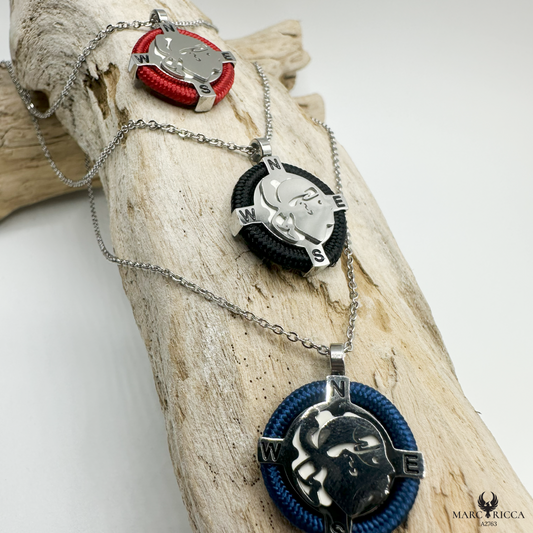 Collier Acier Tête de Maure & Cordon