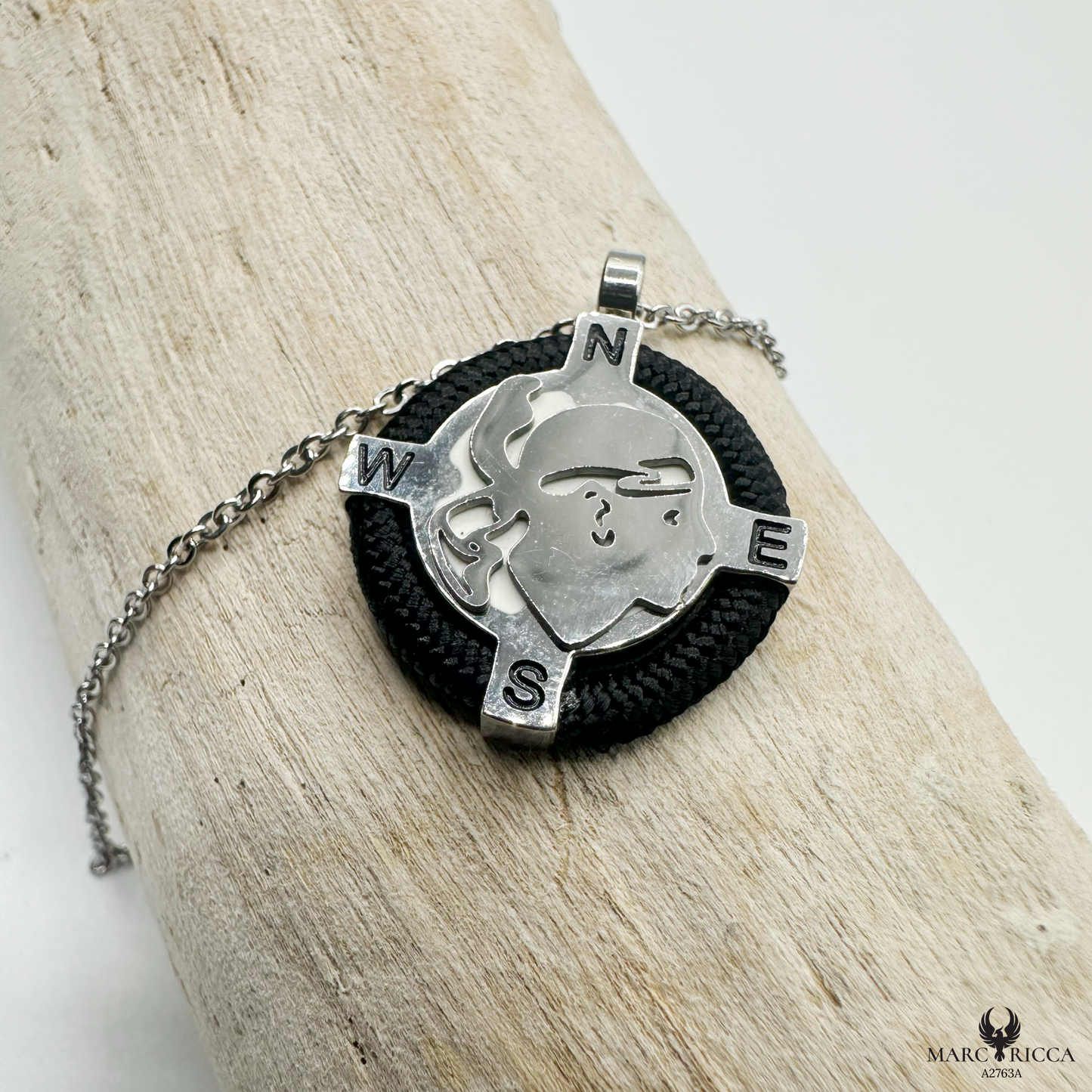 Collier Acier Tête de Maure & Cordon