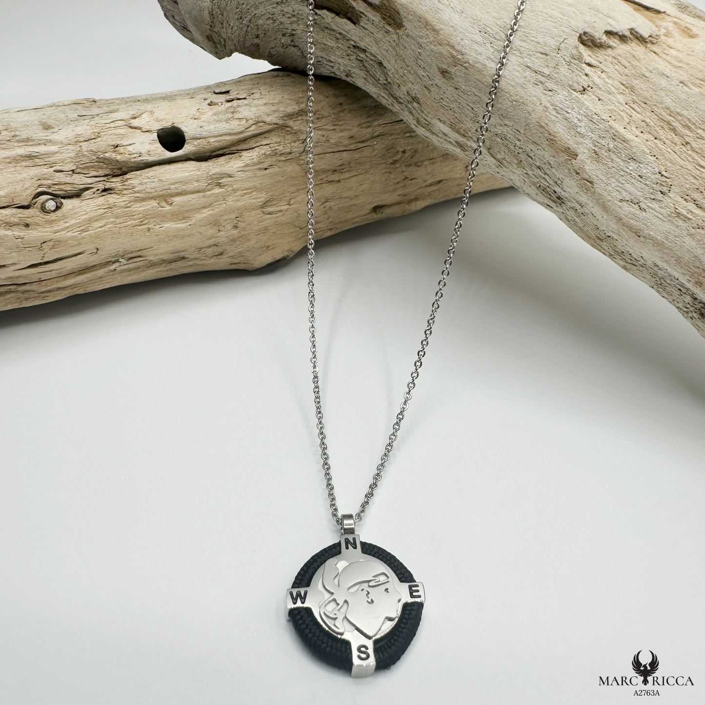 Collier Acier Tête de Maure & Cordon