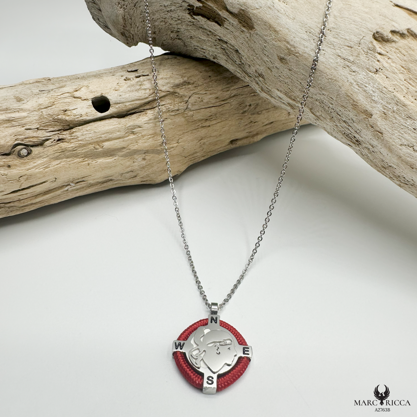 Collier Acier Tête de Maure & Cordon