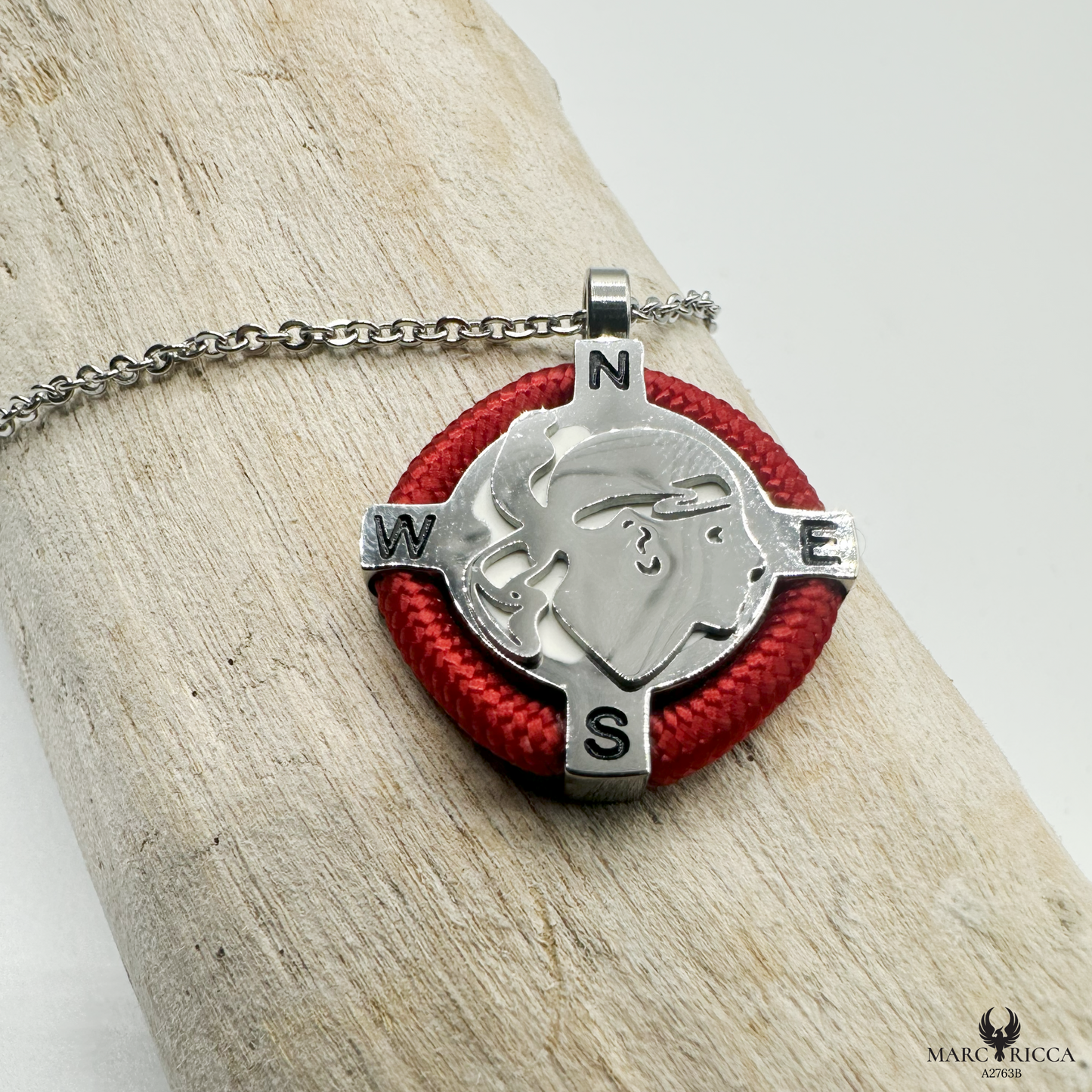 Collier Acier Tête de Maure & Cordon