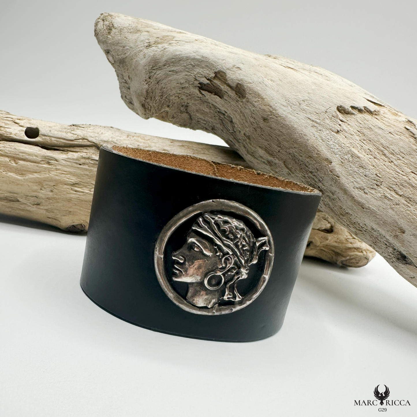 Bracelet Cuir Argent Tête de Maure / Produit unique