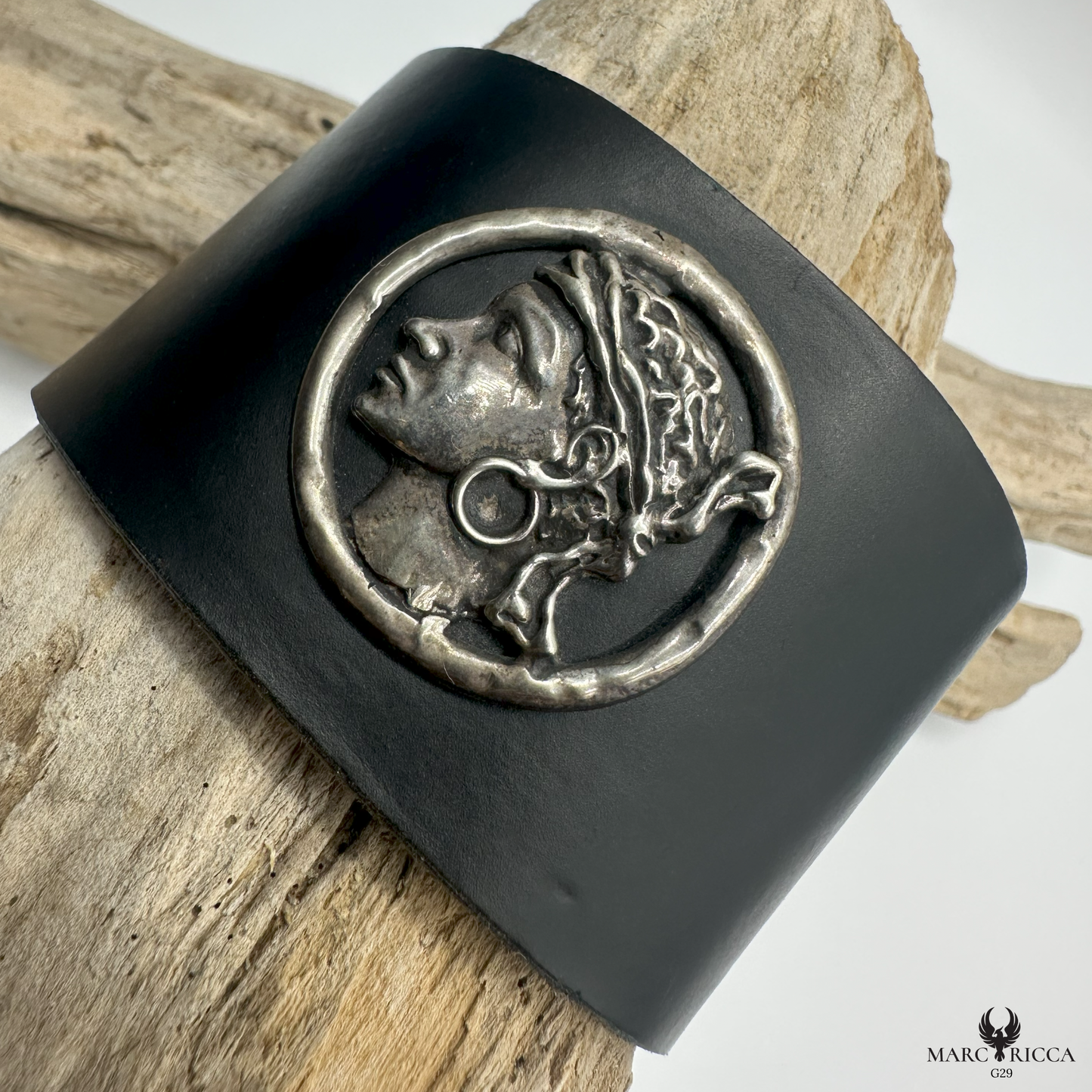 Bracelet Cuir Argent Tête de Maure / Produit unique