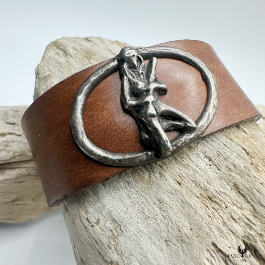 Bracelet Cuir Argent Ribellu / Produit Unique