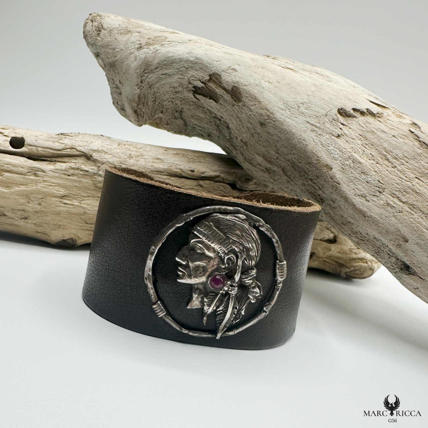 Bracelet Cuir Argent Indien / Produit unique