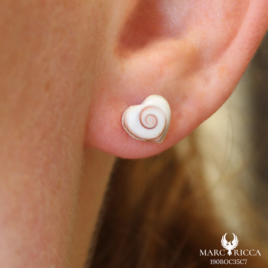 Boucles Argent Puces Cœur Œil de St-Lucie Vermeil