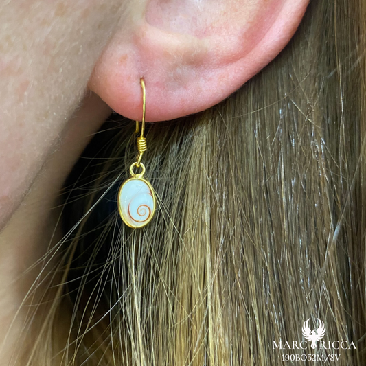 Boucles Argent Œil de St-Lucie Ovales Dos Naturel