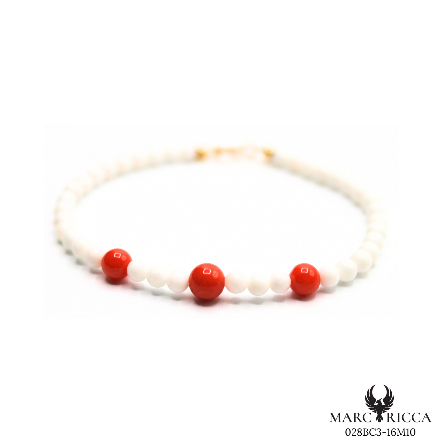Bracelet Argent Corail Blanc & Rouge