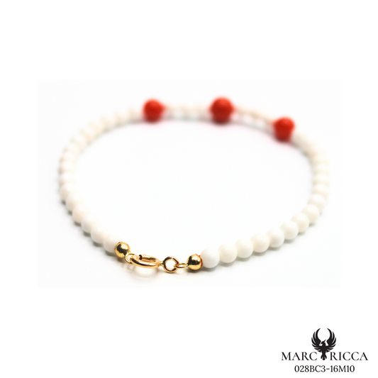Bracelet Argent Corail Blanc & Rouge