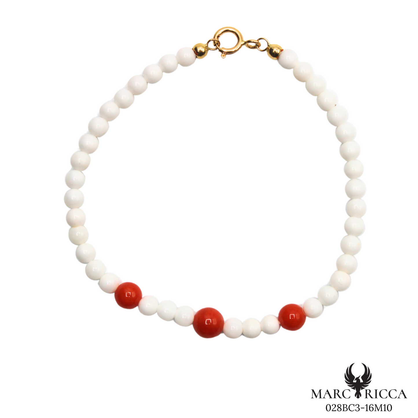 Bracelet Argent Corail Blanc & Rouge