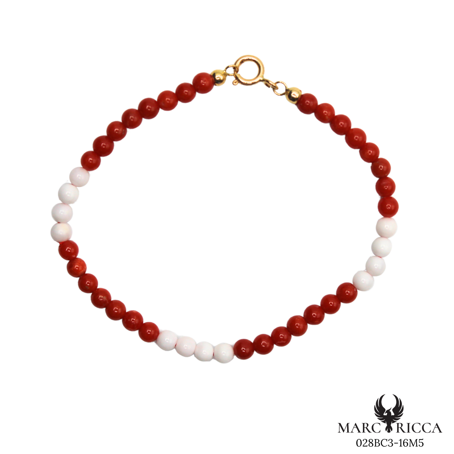 Bracelet Or Corail Rouge & Blanc
