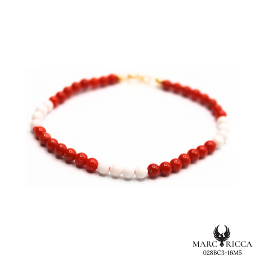 Bracelet Or Corail Rouge & Blanc