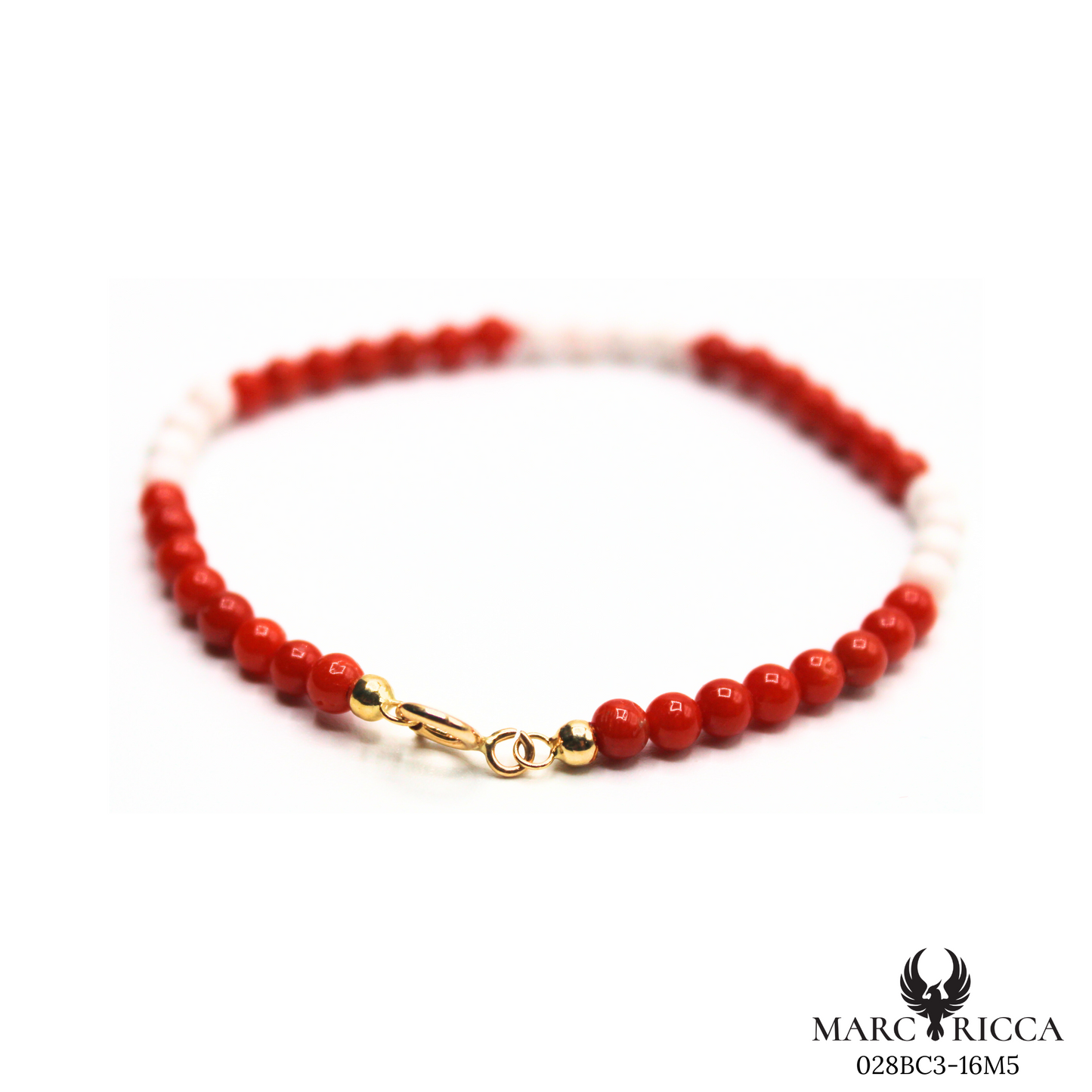 Bracelet Or Corail Rouge & Blanc