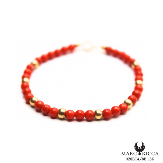 Bracelet Or Corail Perle & Perle Or 4mm
