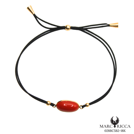 Bracelet Or Cordon Corail Cabochon Ovale