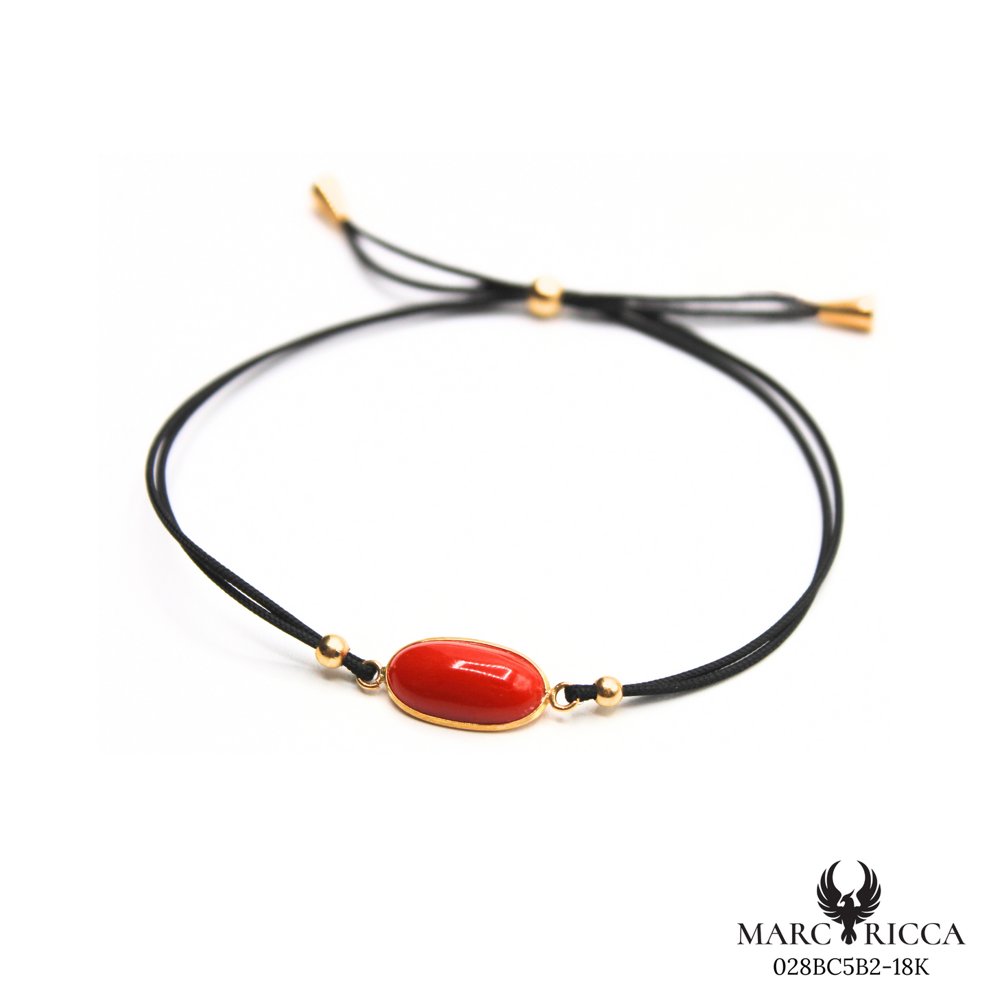 Bracelet Or Cordon Corail Cabochon Ovale