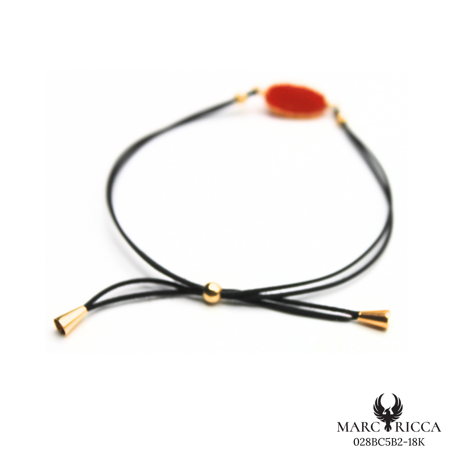 Bracelet Or Cordon Corail Cabochon Ovale