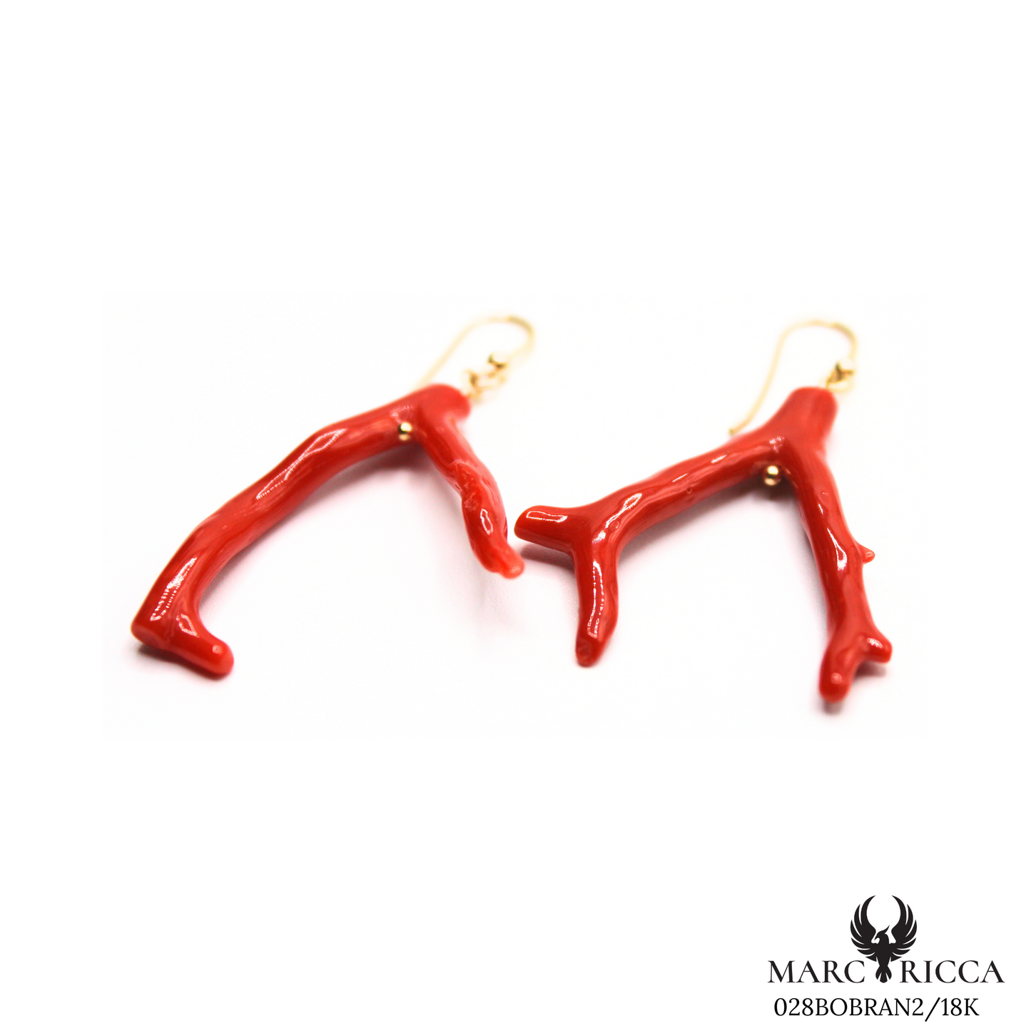 Boucles Or Corail Branche Pendante